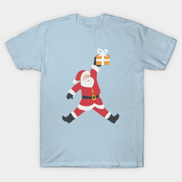 Dunking Santa Ugly Christmas Sweater Gift Basketball Yarn Effect Funny T-Shirt by politicart